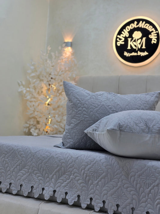 Laser-Cut Cotton Bed Cover – 5 Piece Set
