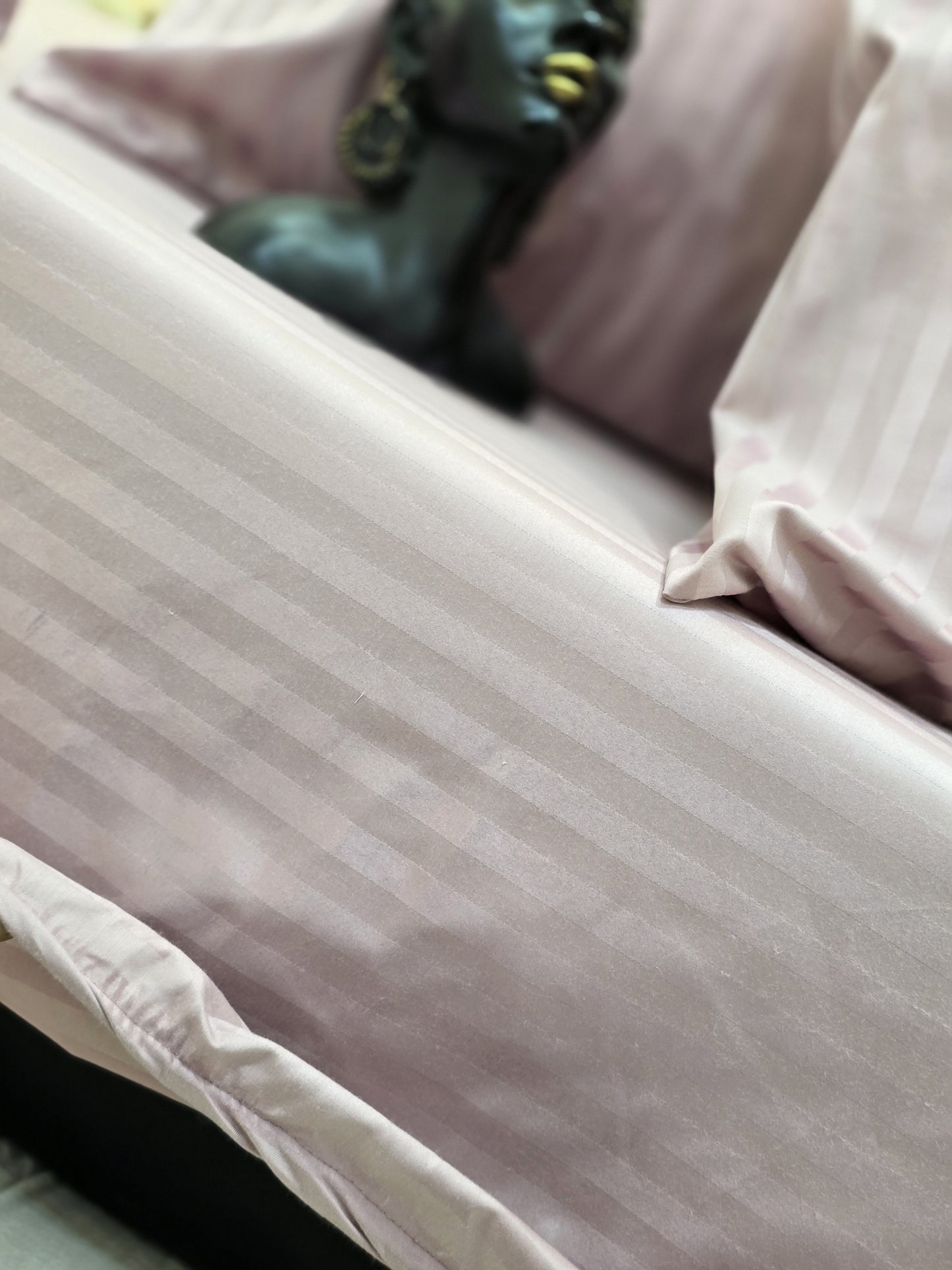 Striped Elastic Satin Cotton Bed Set – 4 Pieces