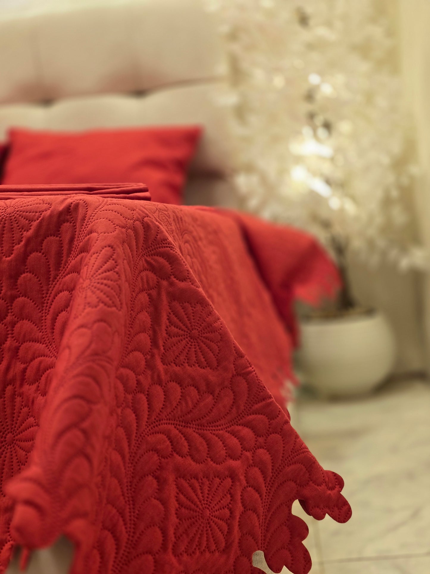 Laser-Cut Cotton Bed Cover – 5 Piece Set