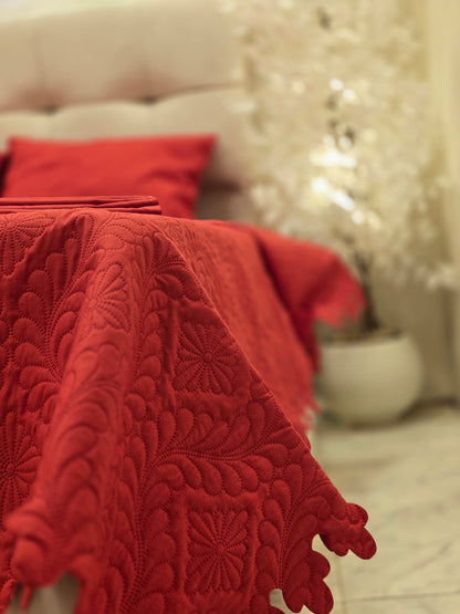 Laser-Cut Cotton Bed Cover – 5 Piece Set