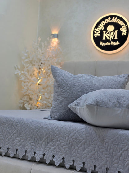 Laser-Cut Cotton Bed Cover – 5 Piece Set