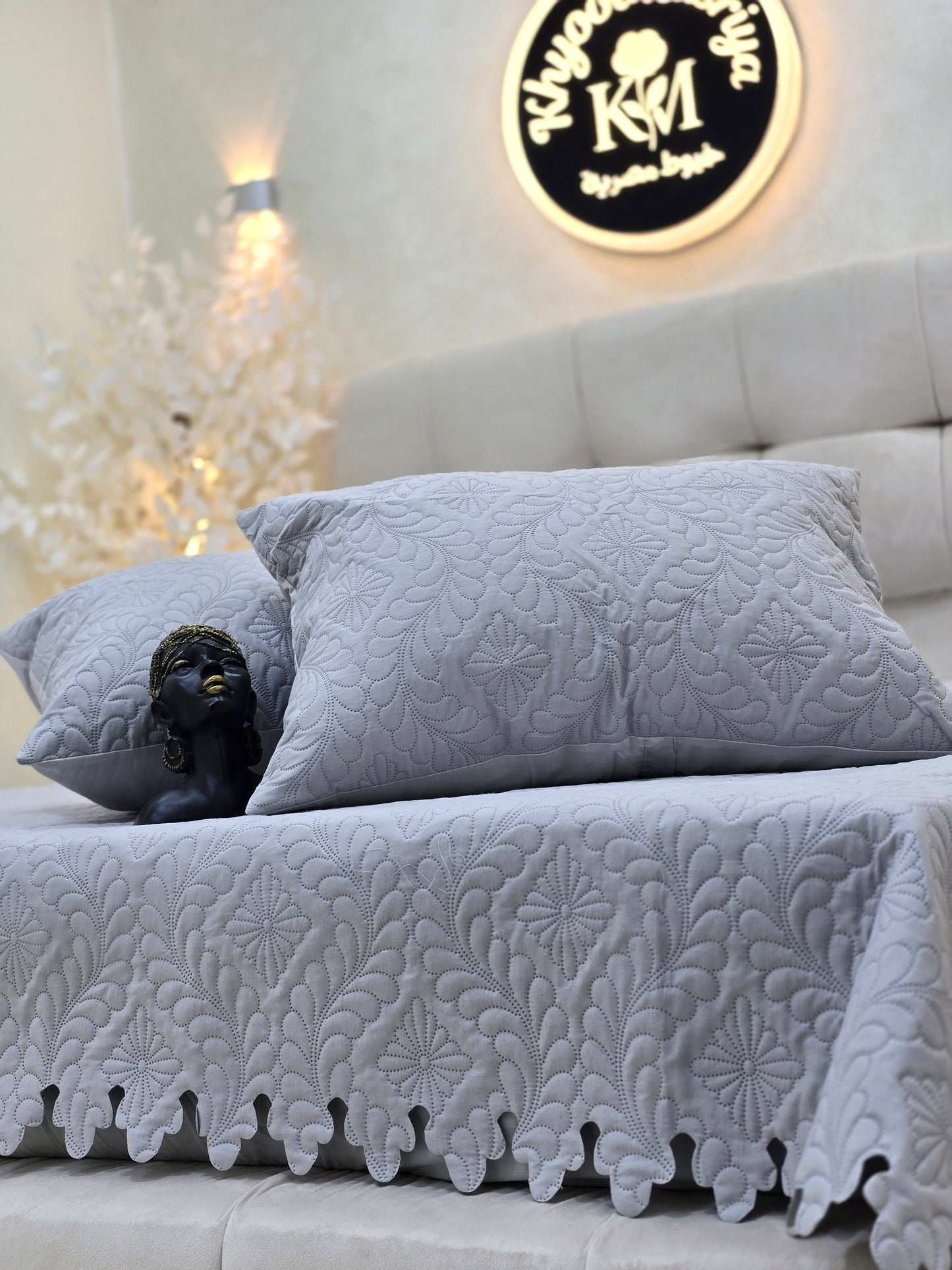 Laser-Cut Cotton Bed Cover – 5 Piece Set