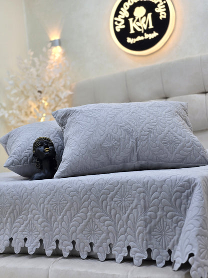 Laser-Cut Cotton Bed Cover – 5 Piece Set