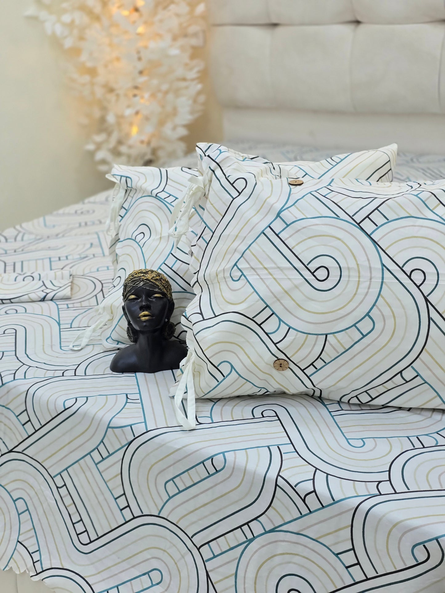 Cotton Bed Set with Piqué Cover – 5 Pieces