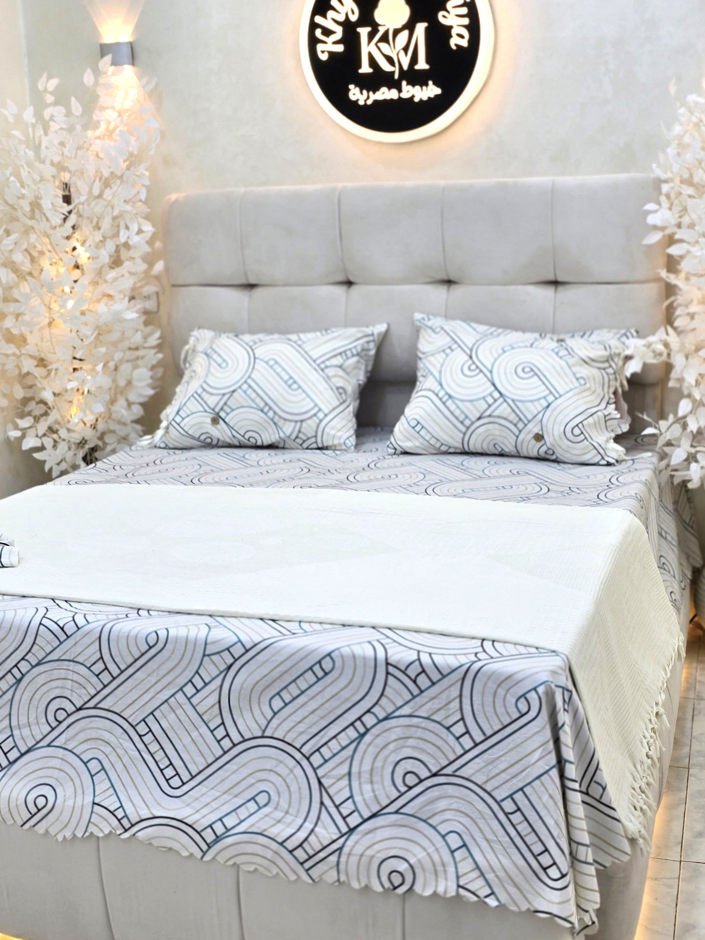 Cotton Bed Set with Piqué Cover – 5 Pieces