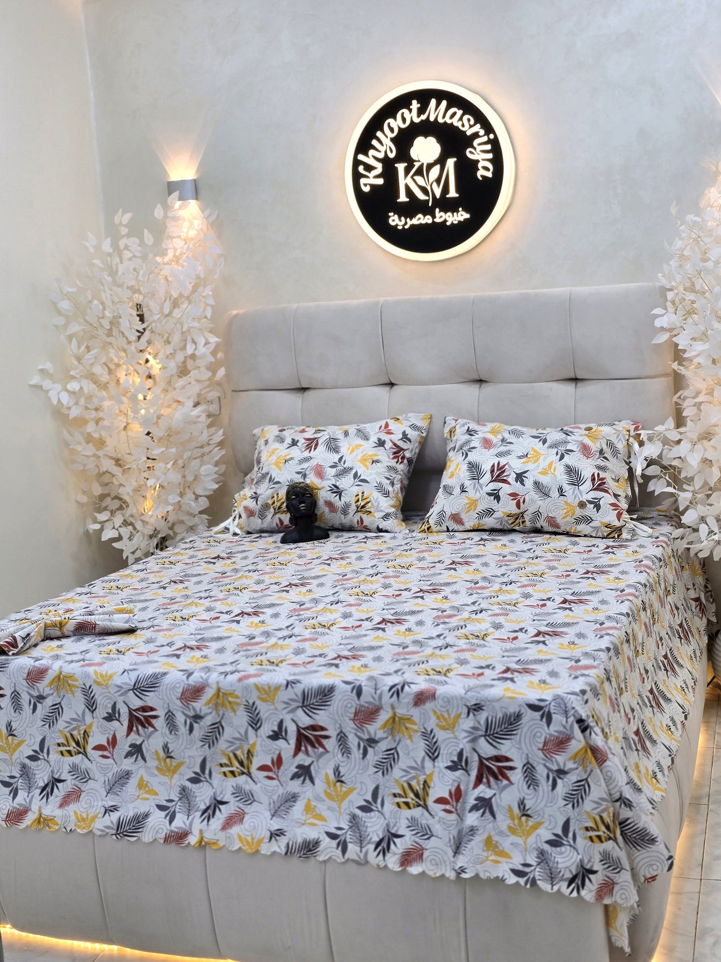 Cotton Bed Set with Piqué Cover – 5 Pieces