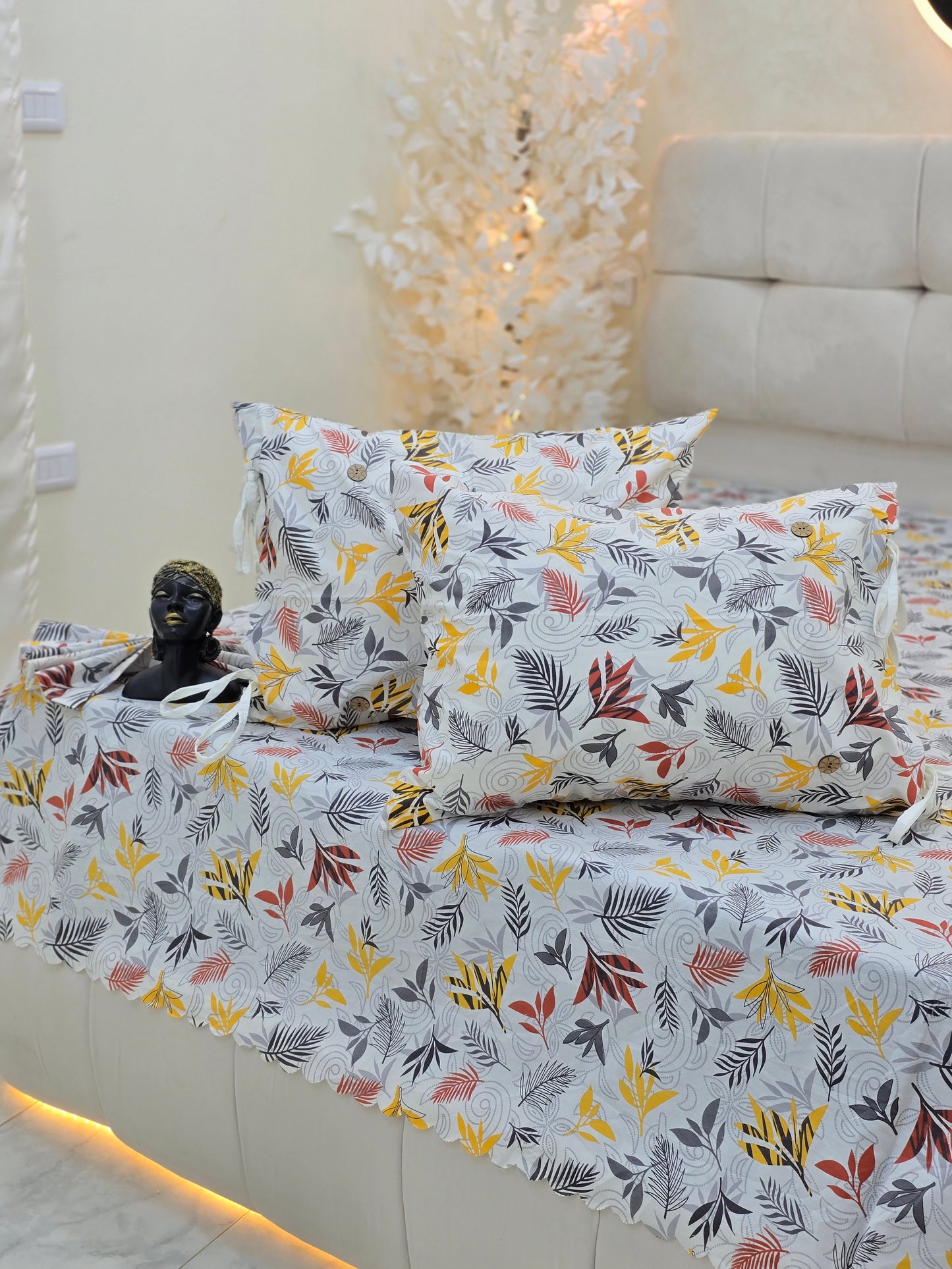 Cotton Bed Set with Piqué Cover – 5 Pieces