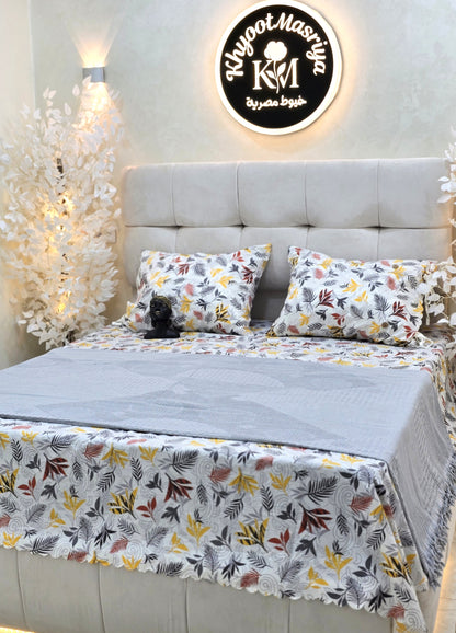 Cotton Bed Set with Piqué Cover – 5 Pieces