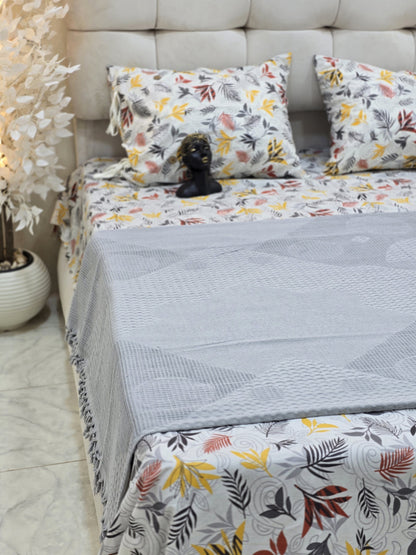 Cotton Bed Set with Piqué Cover – 5 Pieces