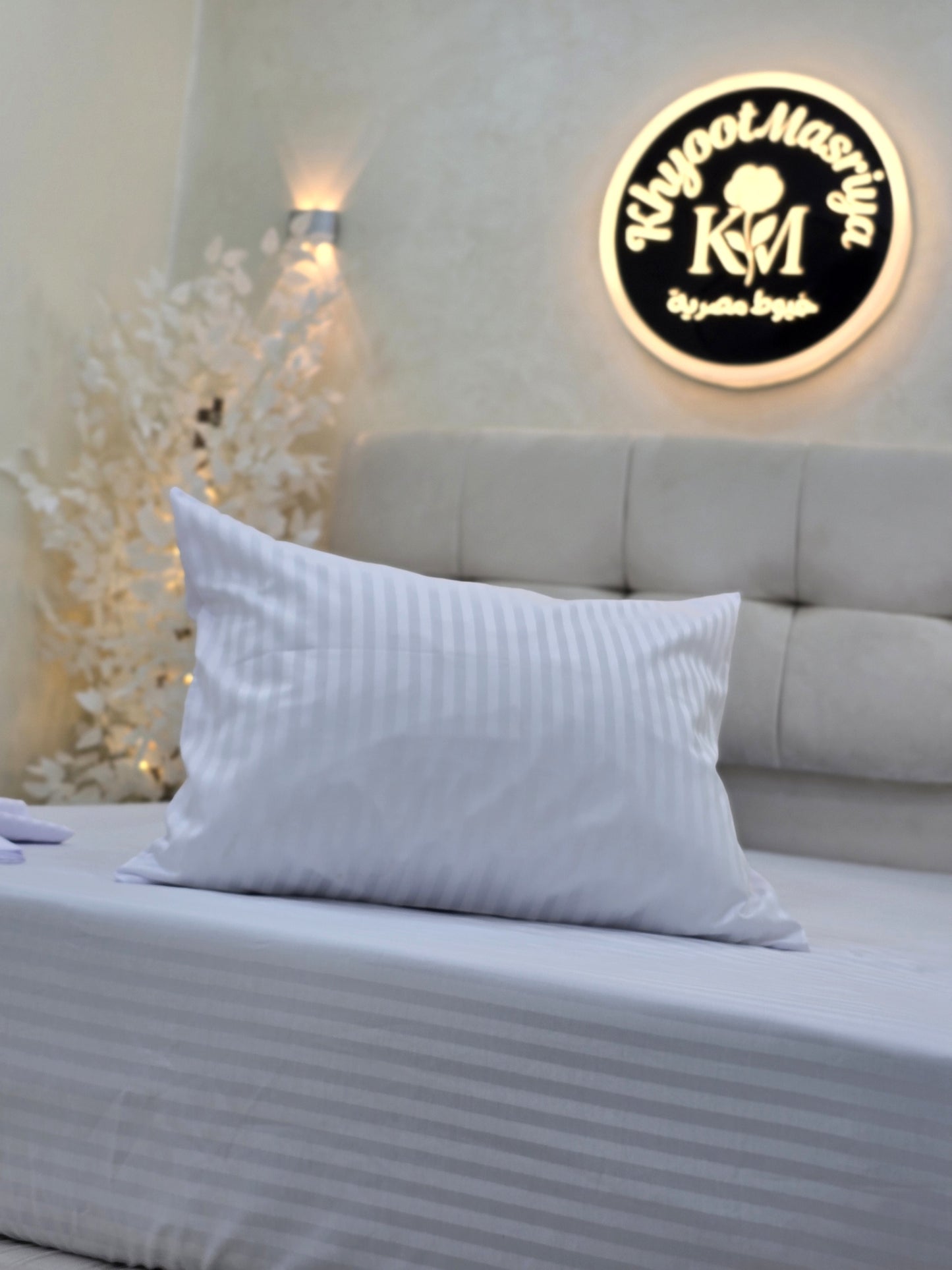 Striped Elastic Satin Cotton Bed Set – 4 Pieces