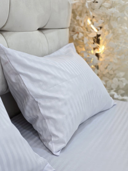 Striped Elastic Satin Cotton Bed Set – 4 Pieces