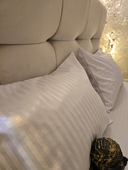 Striped Elastic Satin Cotton Bed Set – 4 Pieces