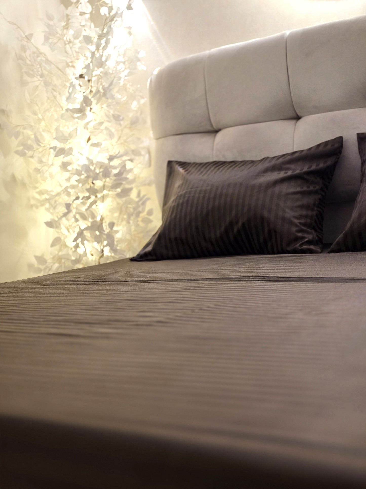 Striped Elastic Satin Cotton Bed Set – 4 Pieces