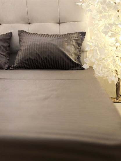 Striped Elastic Satin Cotton Bed Set – 4 Pieces