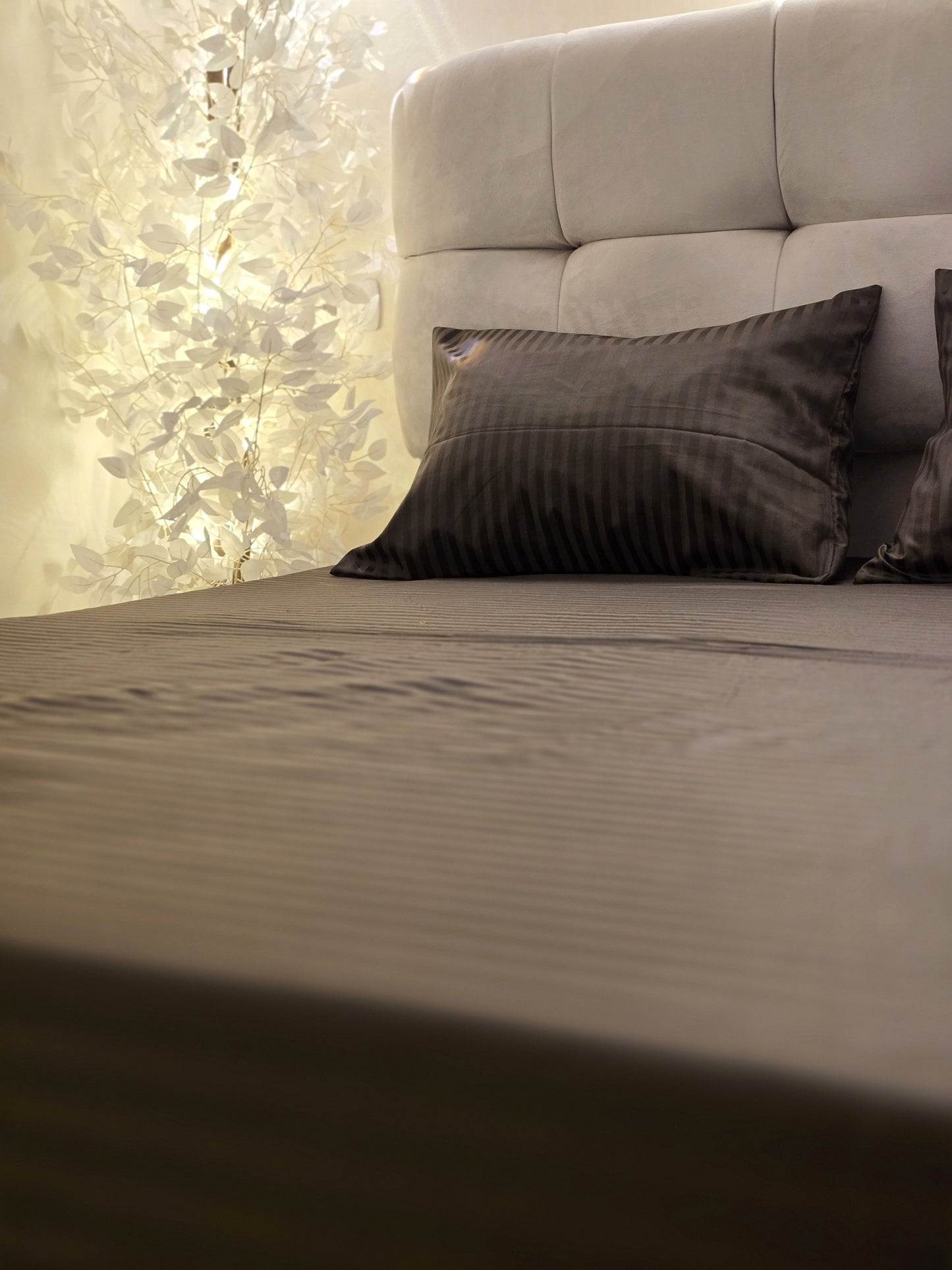 Striped Elastic Satin Cotton Bed Set – 4 Pieces