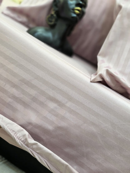 Striped Elastic Satin Cotton Bed Set – 4 Pieces
