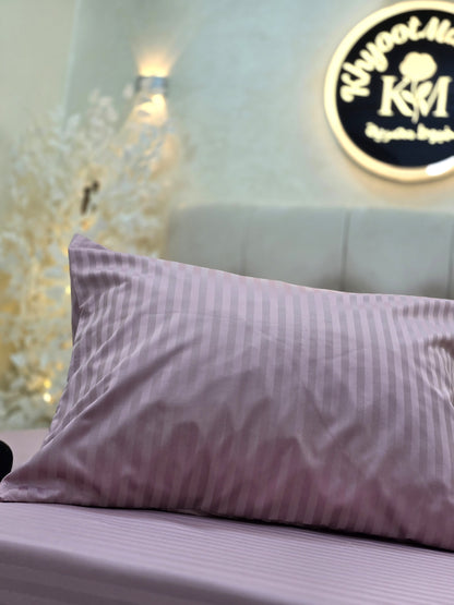 Striped Elastic Satin Cotton Bed Set – 4 Pieces