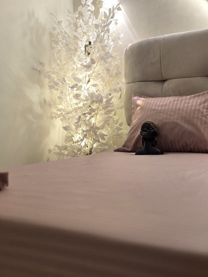 Striped Elastic Satin Cotton Bed Set – 4 Pieces