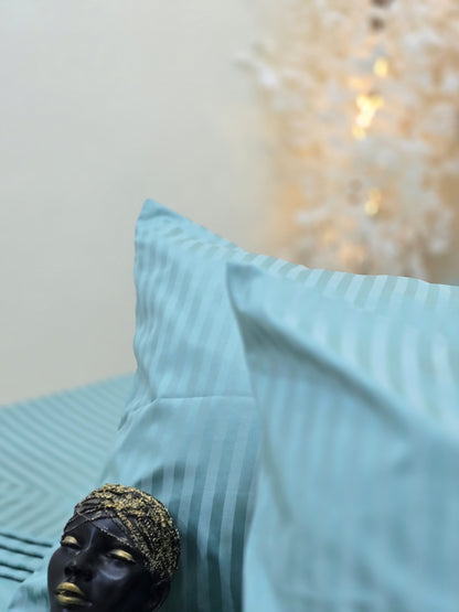 Striped Elastic Satin Cotton Bed Set – 4 Pieces