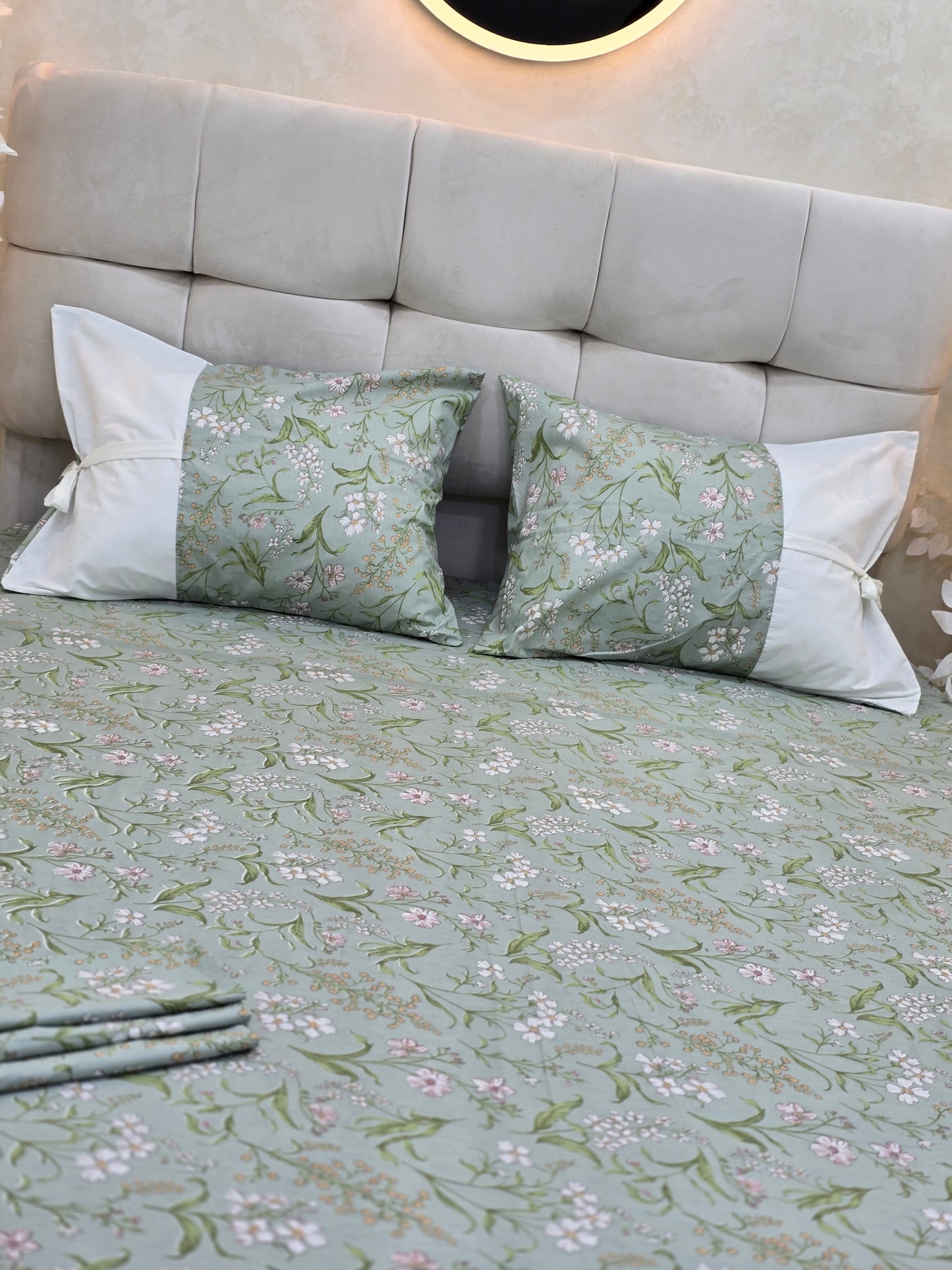 Bow Accent Elastic Bed Set – Premium Egyptian Cotton