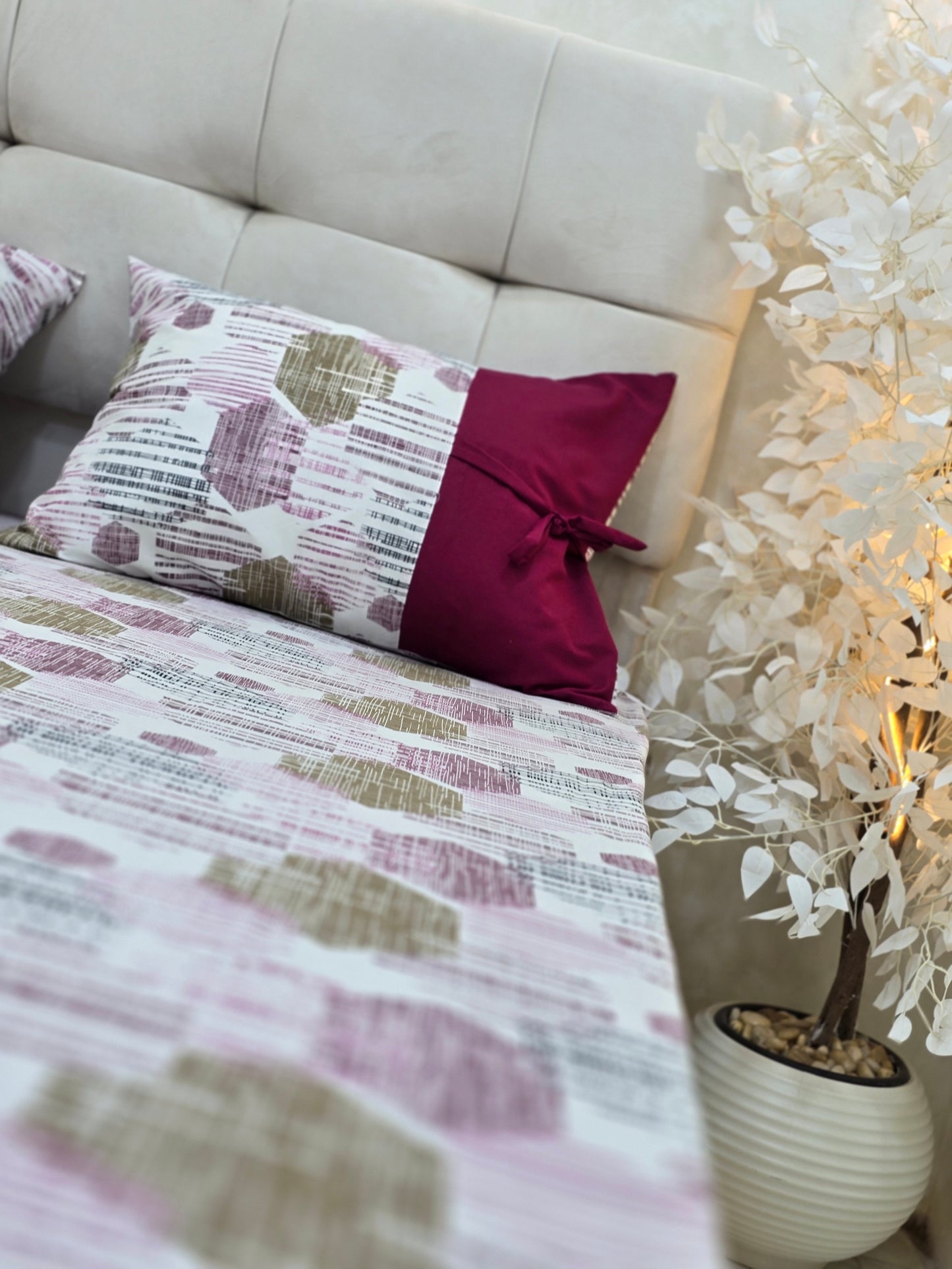 Bow Accent Elastic Bed Set – Premium Egyptian Cotton