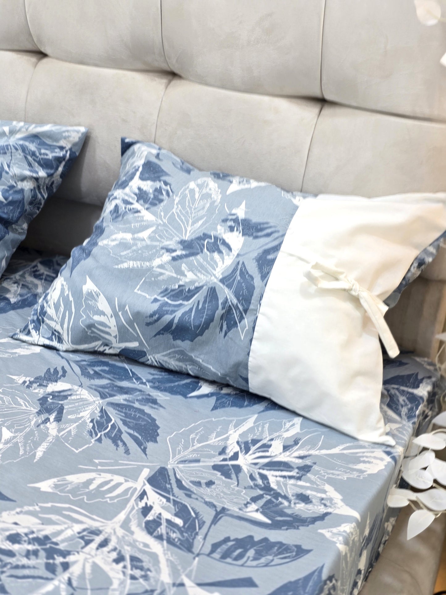 Bow Accent Elastic Bed Set – Premium Egyptian Cotton