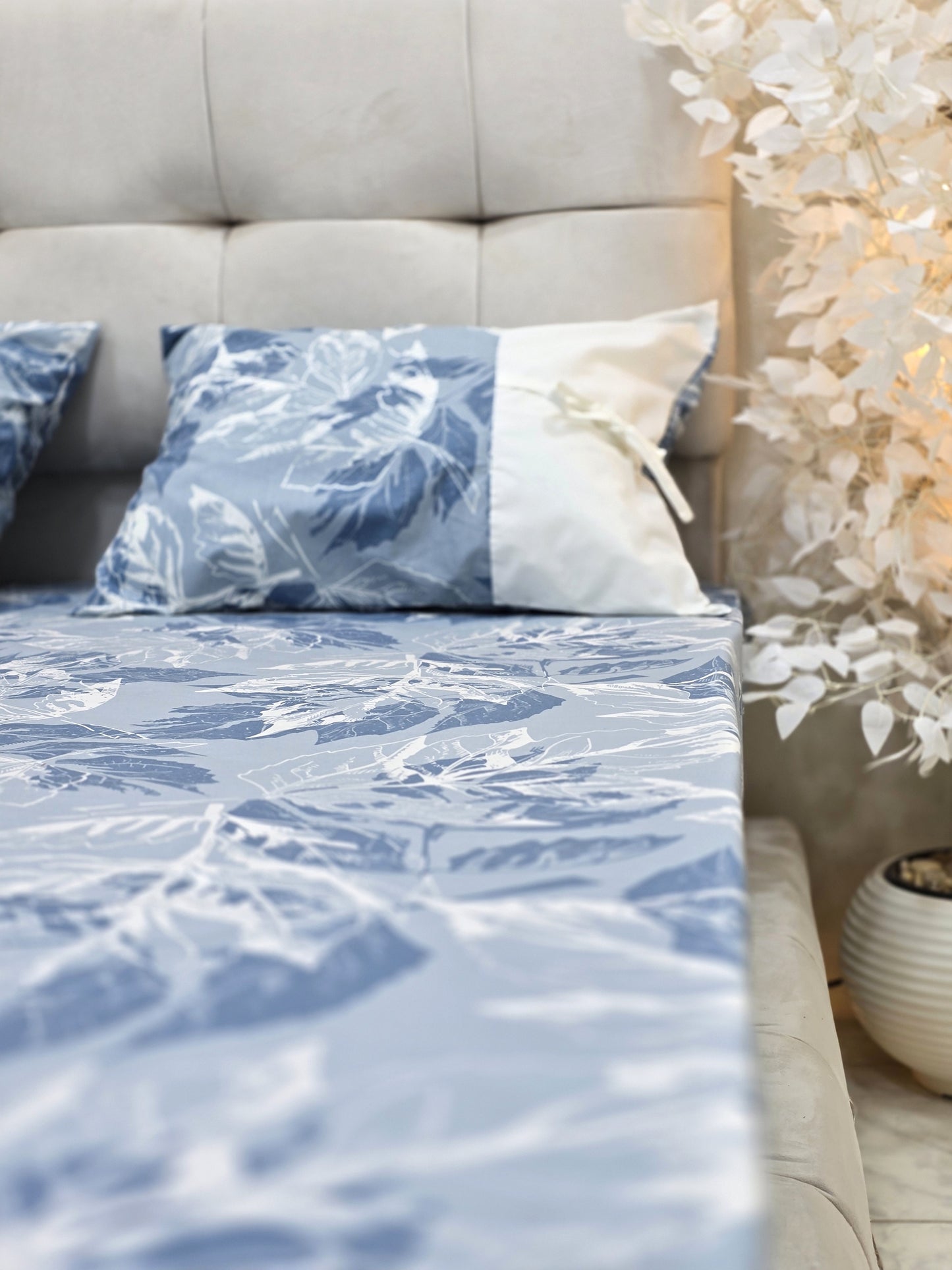 Bow Accent Elastic Bed Set – Premium Egyptian Cotton