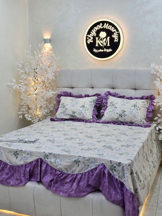 Cotton Ruffled Corniche Bed Set  (4 pcs)