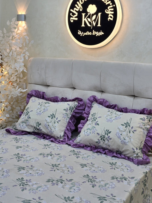 Cotton Ruffled Corniche Bed Set  (4 pcs)