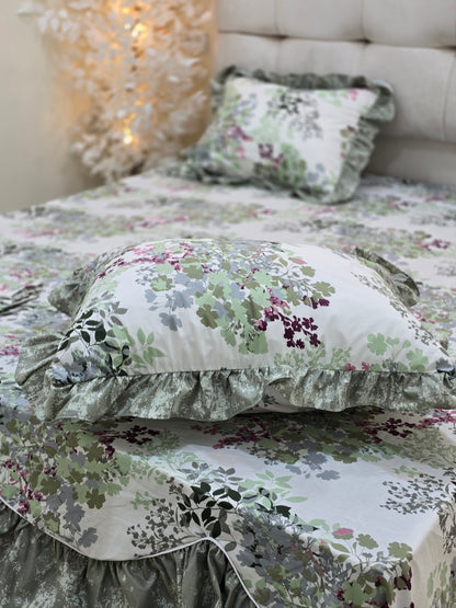 Cotton Ruffled Corniche Bed Set  (4 pcs)