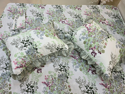 Cotton Ruffled Corniche Bed Set  (4 pcs)