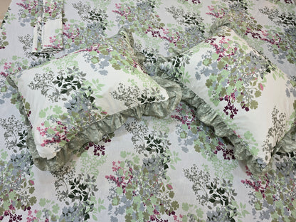 Cotton Ruffled Corniche Bed Set  (4 pcs)