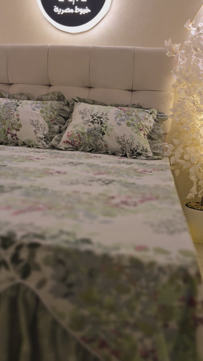 Cotton Ruffled Corniche Bed Set  (4 pcs)