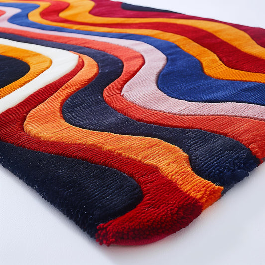 Retro Wave Colorful Area Rug – Modern Geometric Carpet